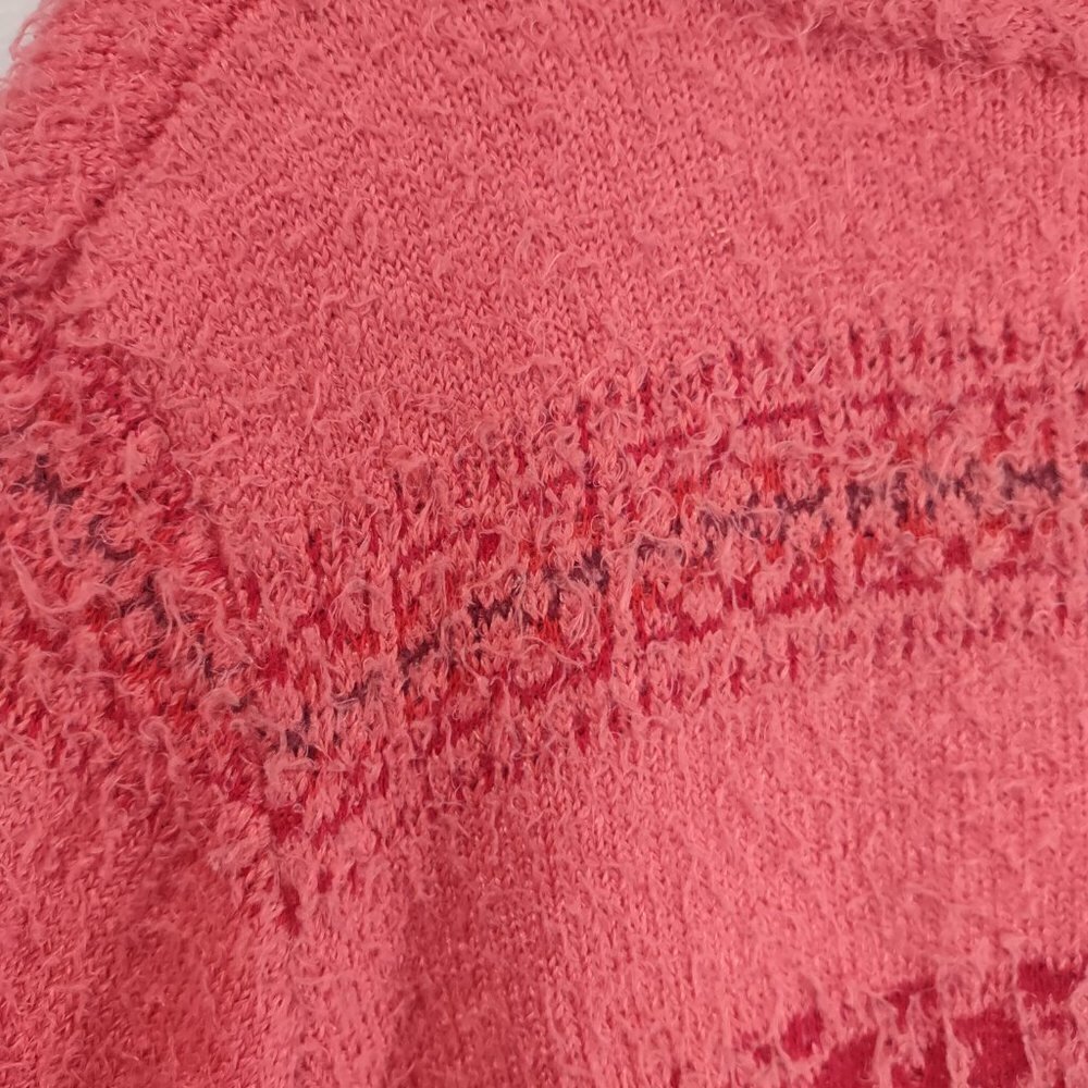 Women's Red/Orange Fuzzy Soft Cardigan - Picture 6 of 6